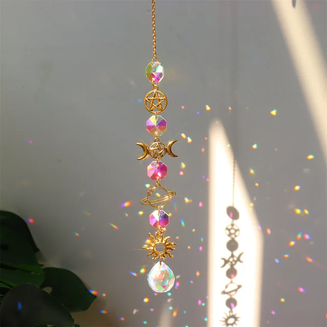 Suncatcher Crystal Star Sun Wind Chimes Gyémánt Prizmák Lógó Világos Fogó Szivárvány Készítik Az Ablak Függönyök Medálát Deoc - Image 4