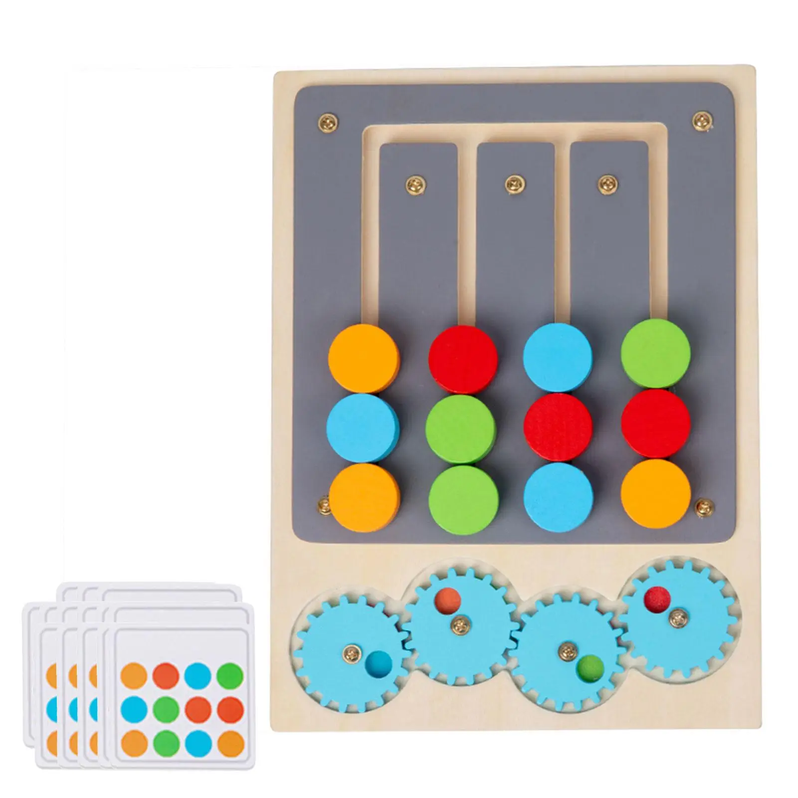 

Wooden Sliding Four Color Puzzle Wooden Toy for Kids Birthday Gift Ages 3+
