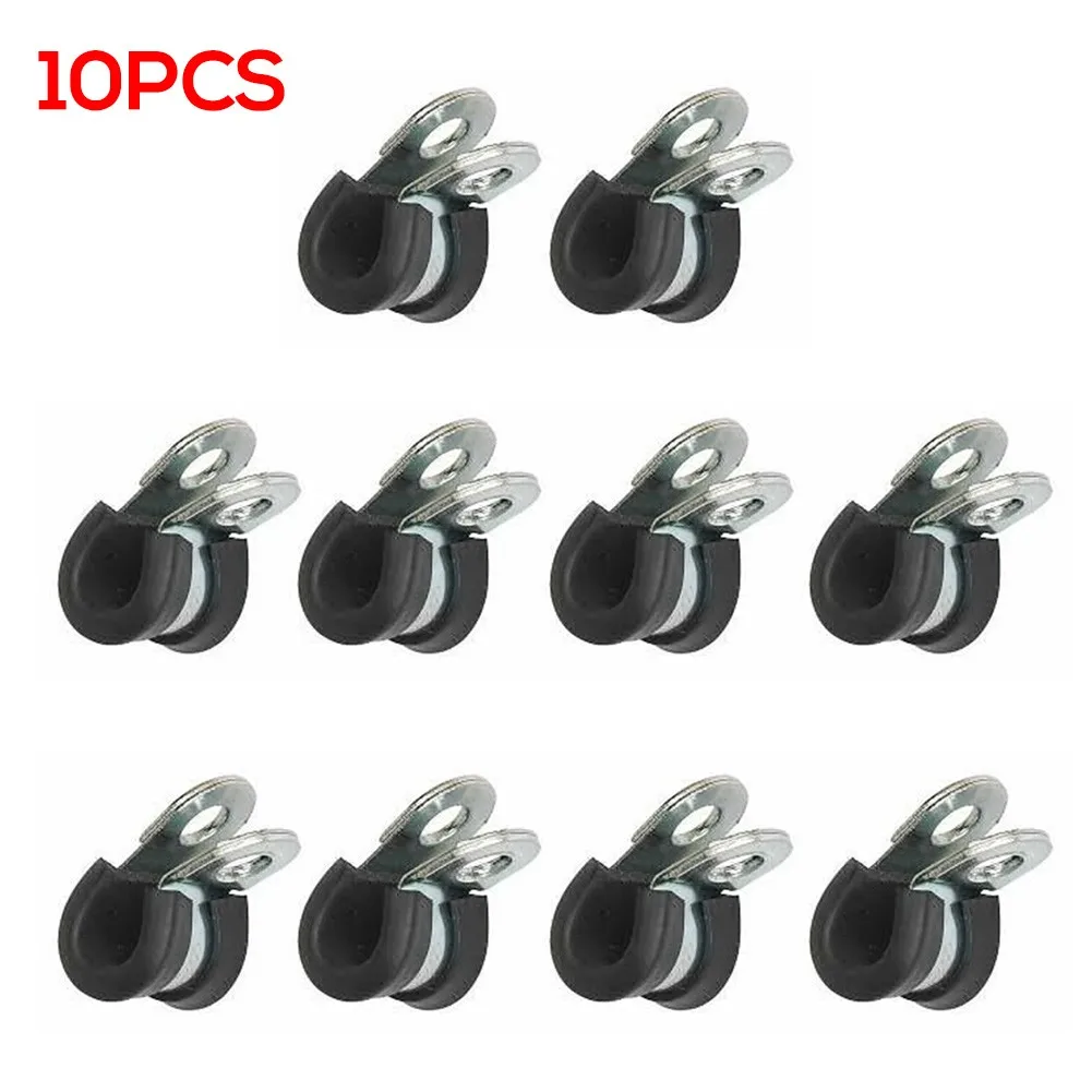 

8mm Metal P Clips Brake Gas Line High Quality Lined Camper Hydraulic Metal+Rubber Replacement Useful 100% Brand New Durable