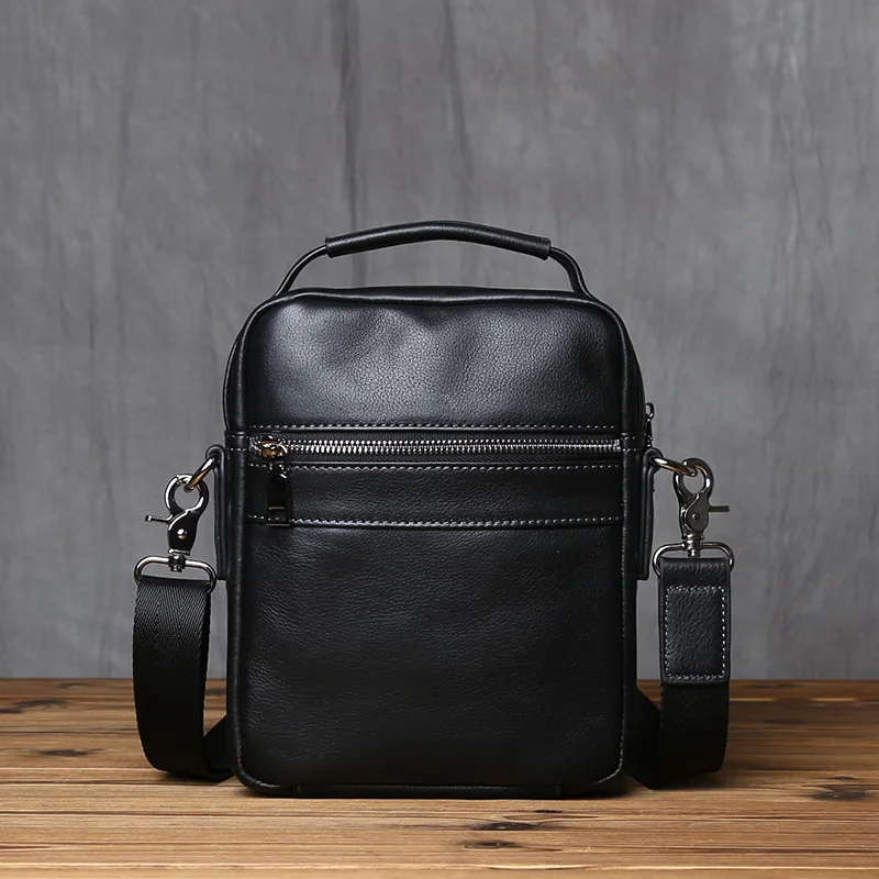 NZPJ Men's Shoulder Bag Natural Head Layer Cowhide Crossbody Bag Casual Genuine Leather Men's Bag Fashion iPad Bag Mobile Phone