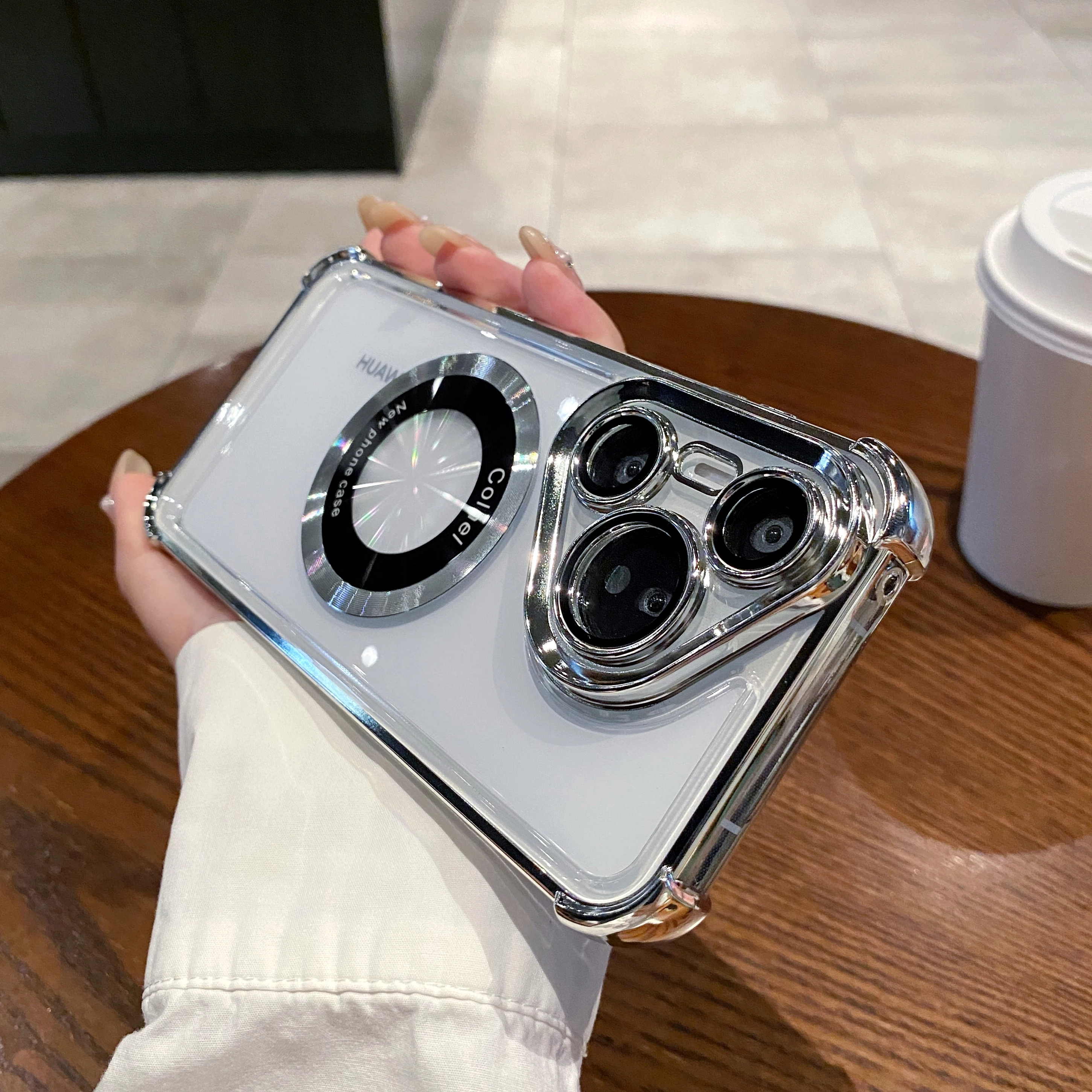 Clear Shockproof Magnetic MagSafe-Compatible Case with Glass Lens Hard Cover