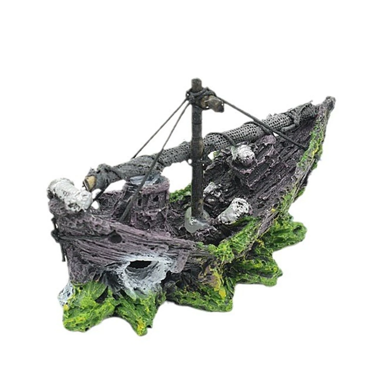 Piratenschiff Harz Ornament für Aquarium Tank Dekor Fisch Versteck Höhle Kleines Terrarium Landschaft Zubehör – Detail 1