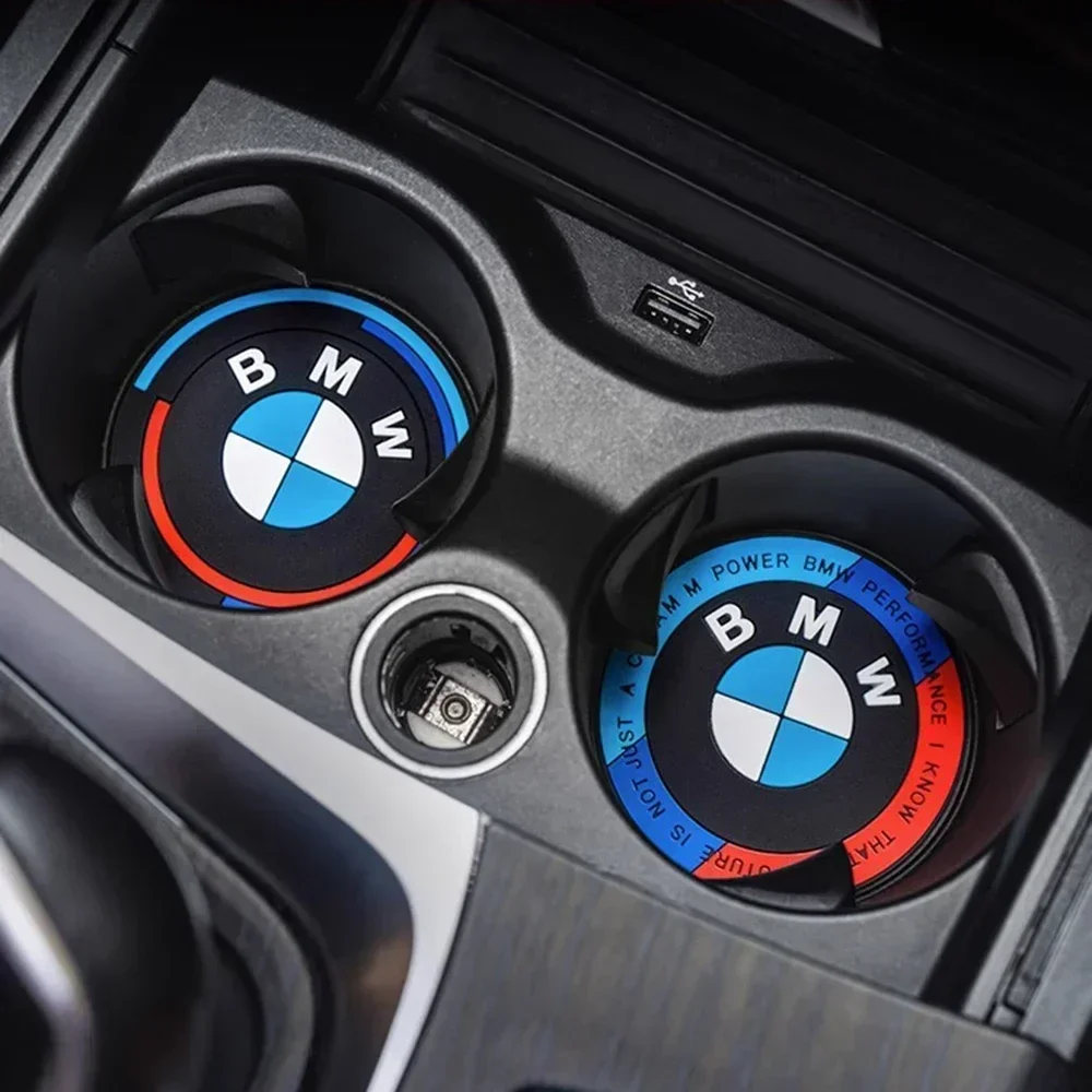 Car Cup Mat 2PCS FOR BMW X1 X2 X3 X4 X5 X6 1 2 3 4 5 6 Sereis F30 F34 E90 G20 F20 F21 F22 F07 F10 F11 E60 G30 F48 F15 G06 E83 car cup mat