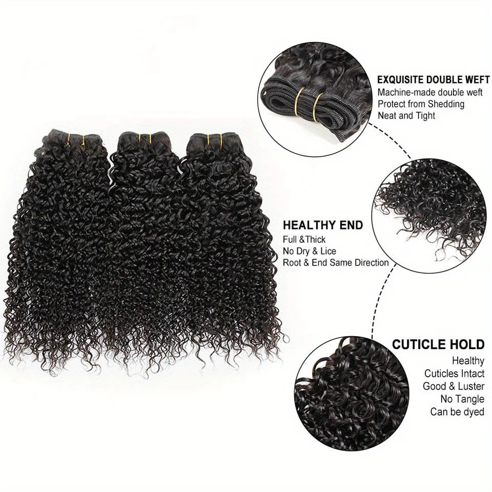 Burmese Curly Hair Bundles Double Drawn Pixie Curls Virgin Human Hair Extensions For Women Cheap Hiar Bundles On Clearance