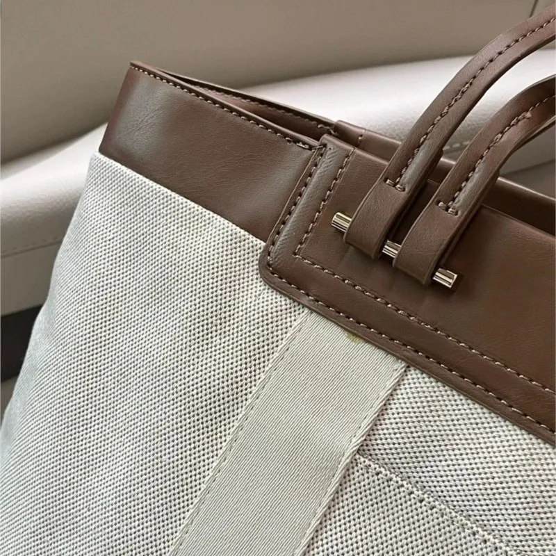 JIAERDI White Canvas Tote Bag Women Patchwork Large Capacity Sle Shoulder Bag Ladies High End Casual Commuter Crossbody Bag 2025