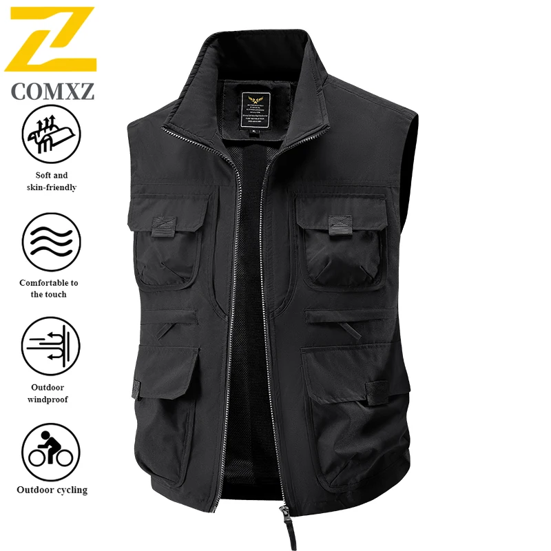EiAO Vest  Men's Fishing  Multi-Pocket Lightweight Workwear Sleeveless Jacket for Hiking Camping Windproof Water-Resistant 2025