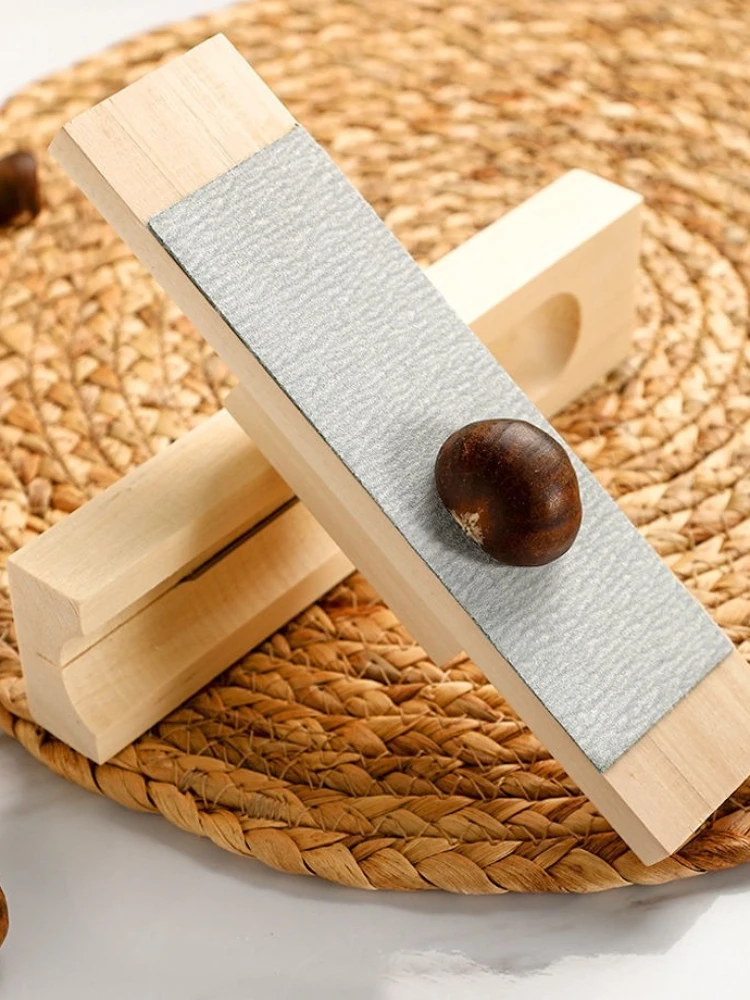 cone chestnut openers chestnut artefacts solid wood peeling raw chestnut lotus seed machine home cross open chestnut tool