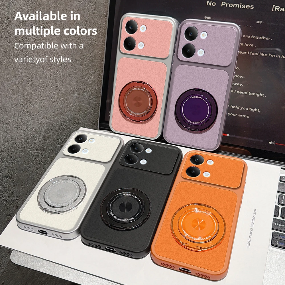 Luxury Litchi Pattern Ultra-Thin Swivel Bracket Anti-Drop Phone Case Cover