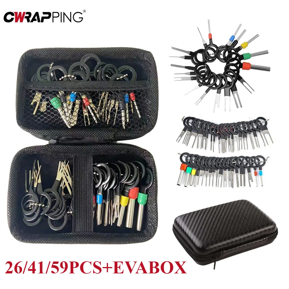 41/59pcs Car Terminal Removal Kit Universal Wire Plug Connector Extractor Puller Release Pin Remover Repairing Disassembly Tool