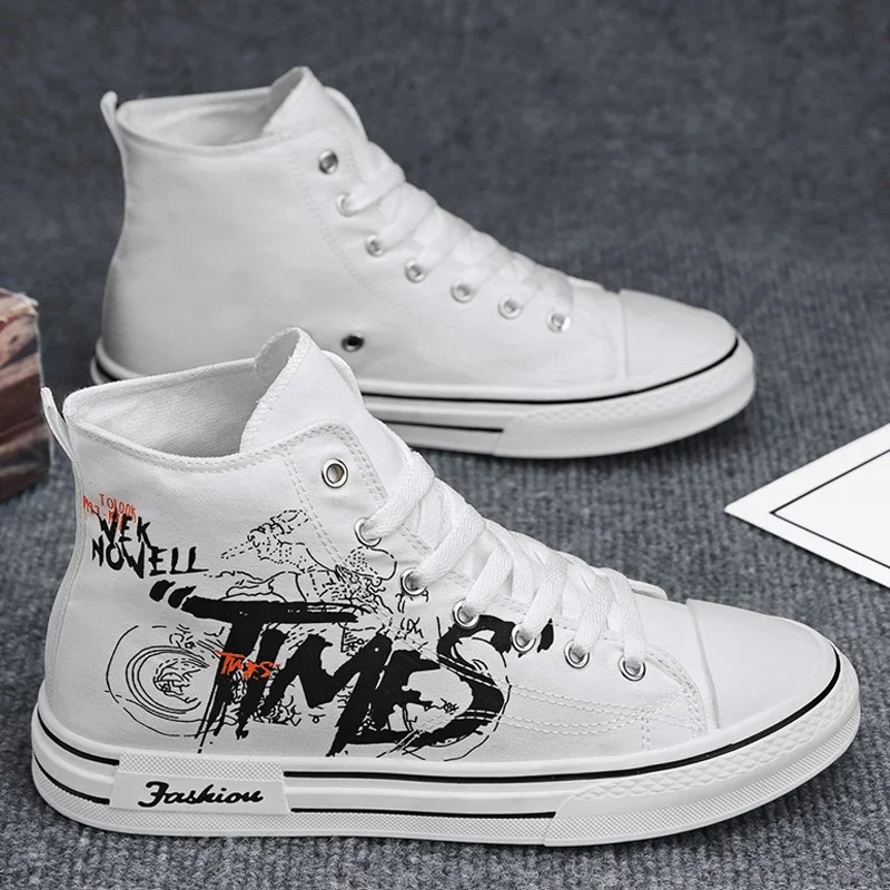 Men Shoes Vulcanize Canvas Shoes High Top Sneakers Casual Breathable Platform Shoes Man Trainers Tenis Masculino Chunky Sneakers - 3