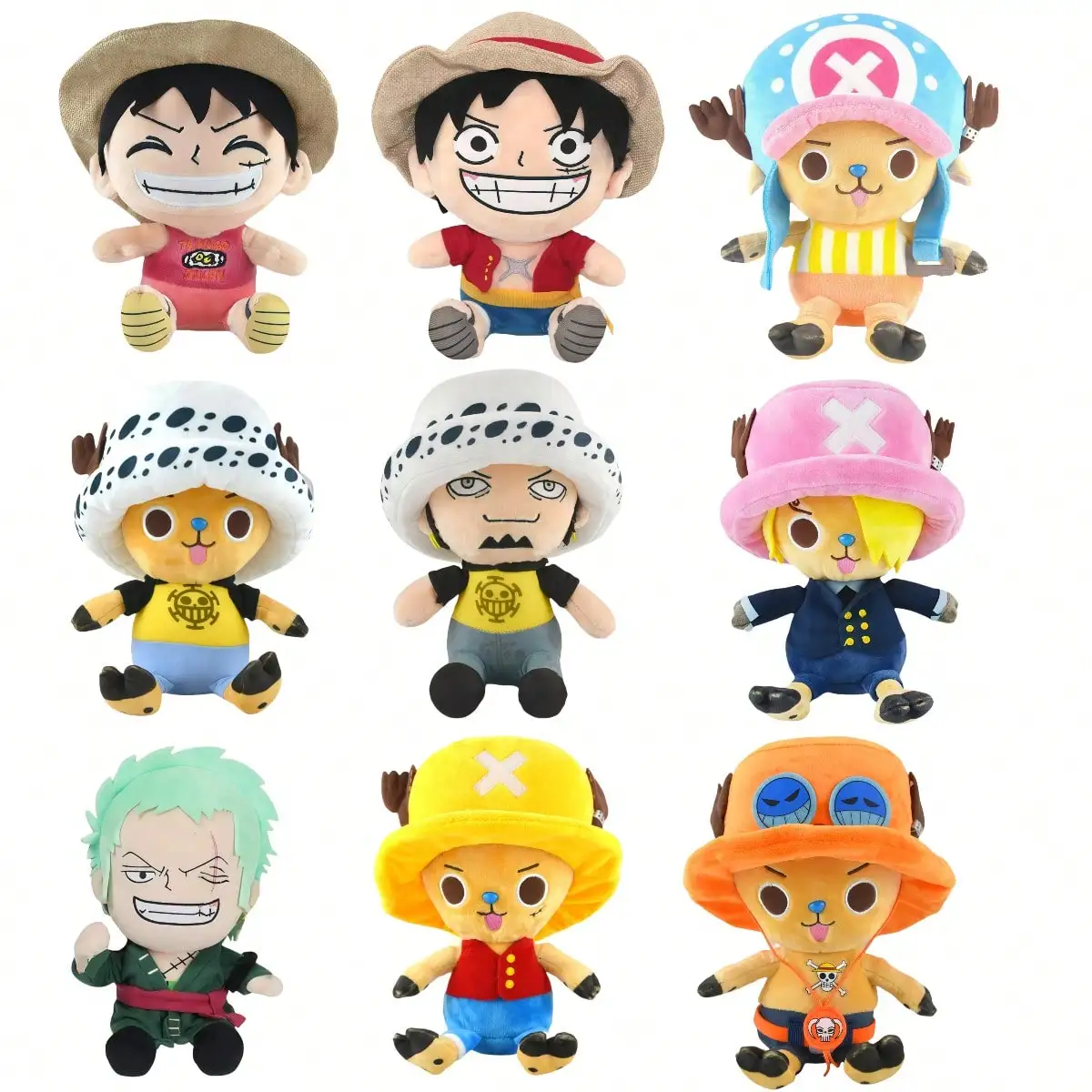 Japanese Anime 25cm One Piece Original Plush Toys CartoonFigure Luffy Chopper Ace Roronoa Zoro Cute Stuffed Doll Kids Xmas Gifts