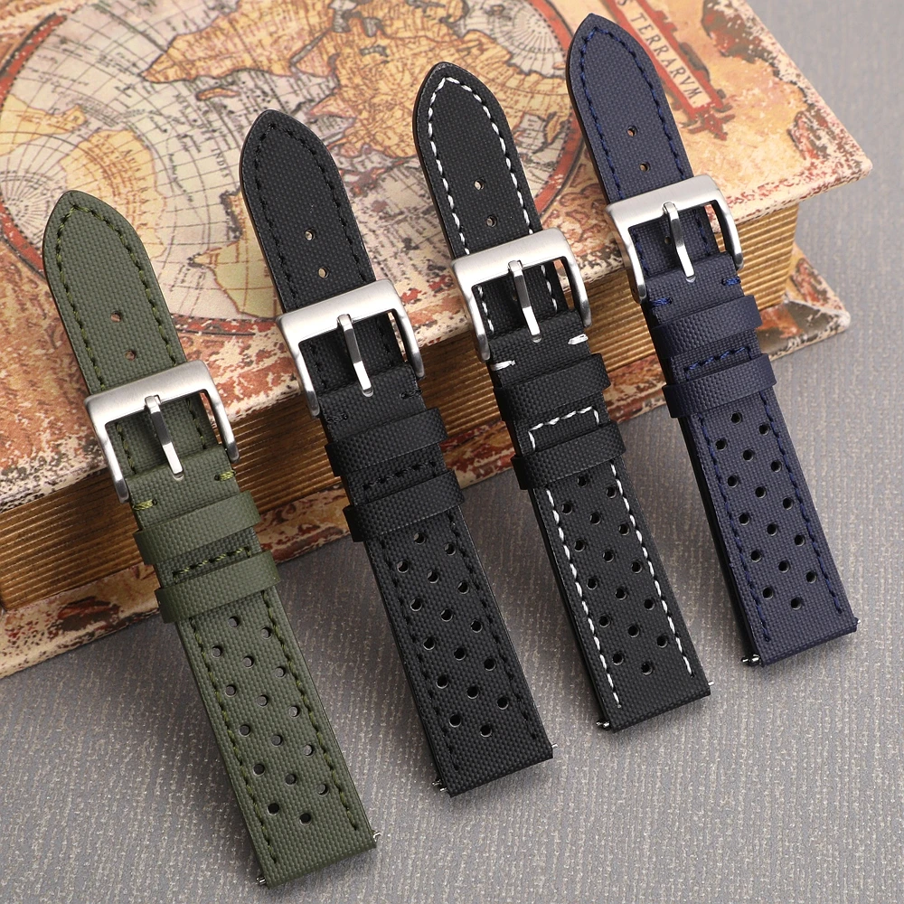 Perforated Breathable Nylon Sailcloth Watch Band 18mm 19mm