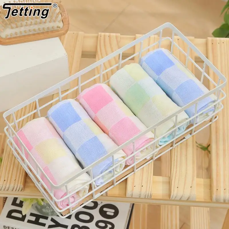 

1Pc Square Cloth Dish Cloth Color Grid Gauze Small Towel Children Gauze Saliva Towel Kindergarten Handkerchief Towel