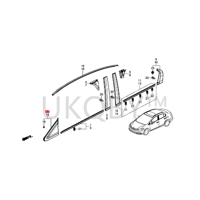 75490TR0A01 Suitable for Ho nd a Civic Reversing mirror outer triangular decorative panel triangular window decorative panel