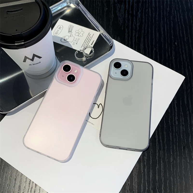 Luxury Transparent Matte Phone Case For iPhone 16 11 12 13 14 15 Pro Max 7 8 Plus XR SE Soft Shock Proof Bumper Back Cover Men