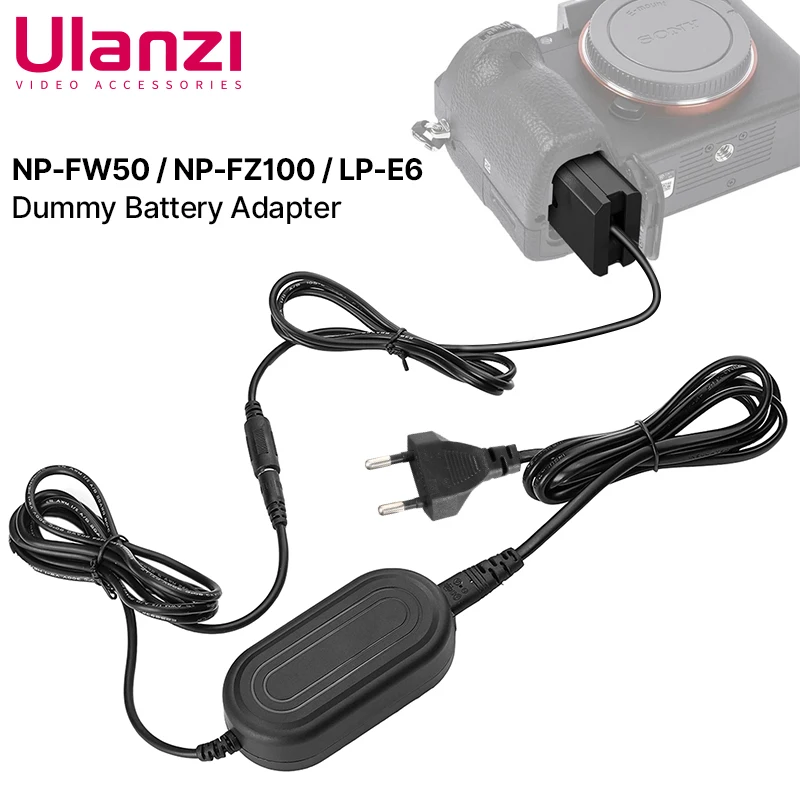 Ulanzi NP-FW50 NP-FZ100 LP-E6ダミーバッテリーアダプターac電源ソニーのアルファA7 A6500 A6400キヤノンeos  5D2 6D 7D R5カメラ