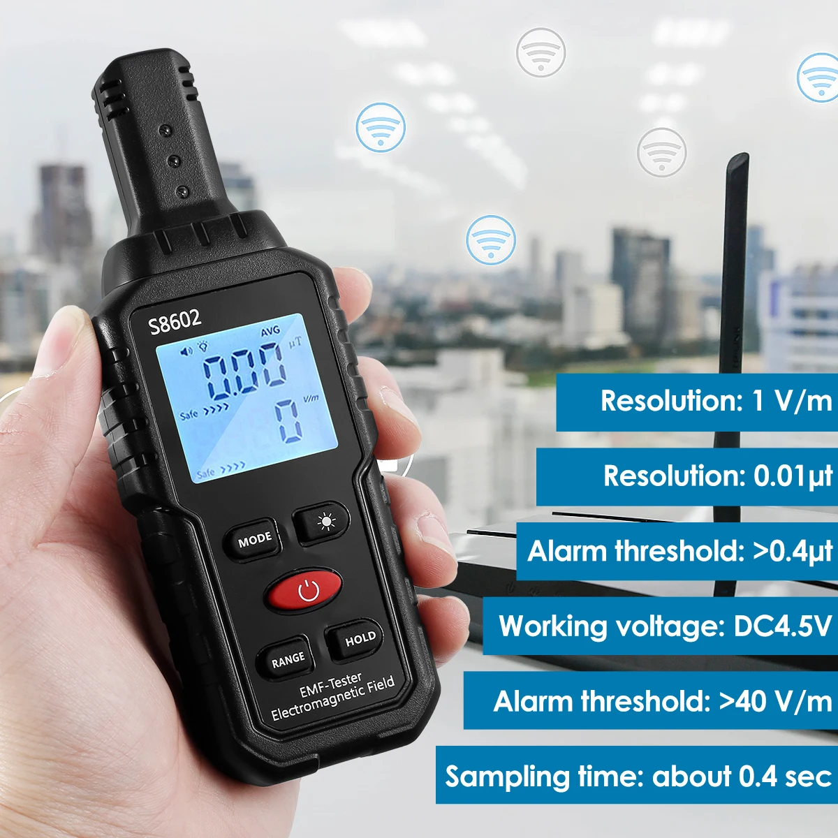 Electromagnetic Radiation Detector 3 in 1 Handheld EMF Reader EMF Meter with Sound Light Alarm Digital LCD for Home Professional