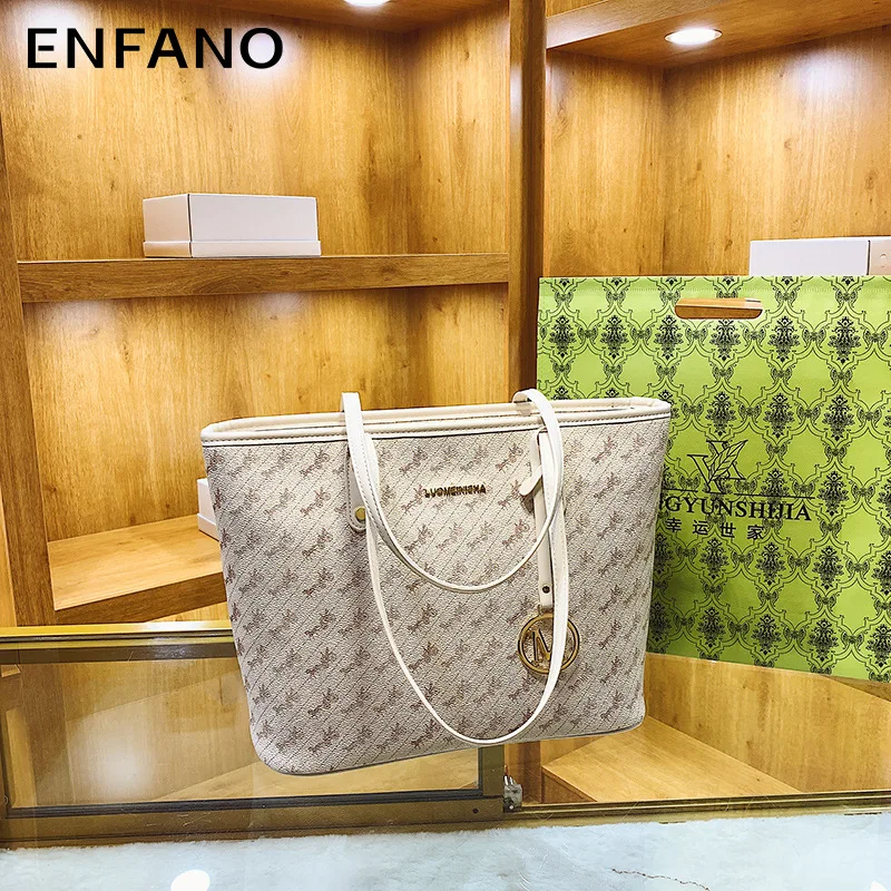 

Женская сумка с усовершенствованной текстурой ENFANO, вместительная Новая летняя Простая Сумка-тоут через плечо для поездок