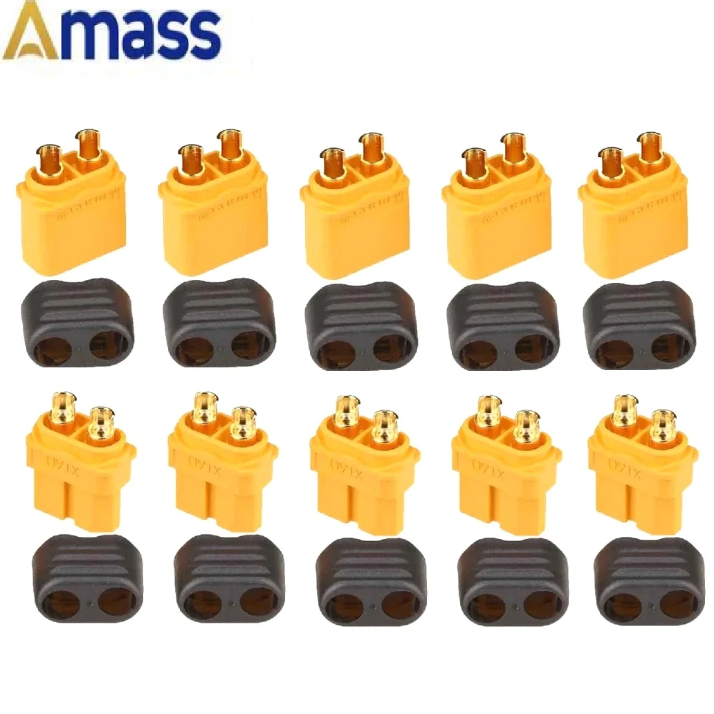10-Pack Amass XT Series Plug Connectors with Sheath Housing – 5 Male & 5 Female Pairs