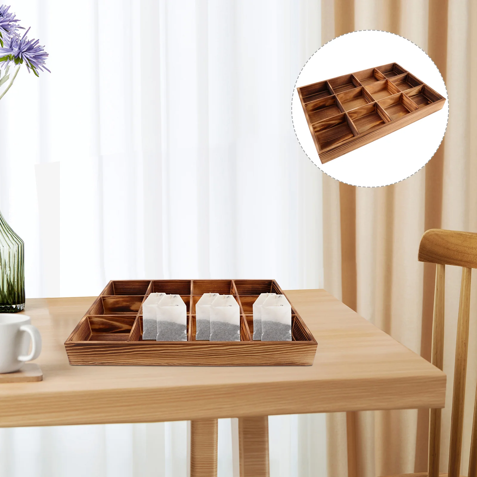 

Wood Tea Bag Holder Tea Bag Organizer Coffee Candy Storage Box Sugar Packets Container Dispenser