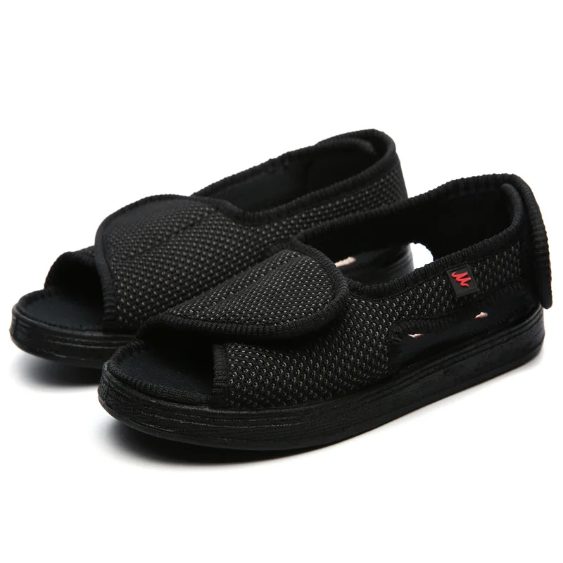 Summer dew toe diabetic shoe female foot swollen feet wide magic stick shoes thumb outside middle-aged old Men's sandal