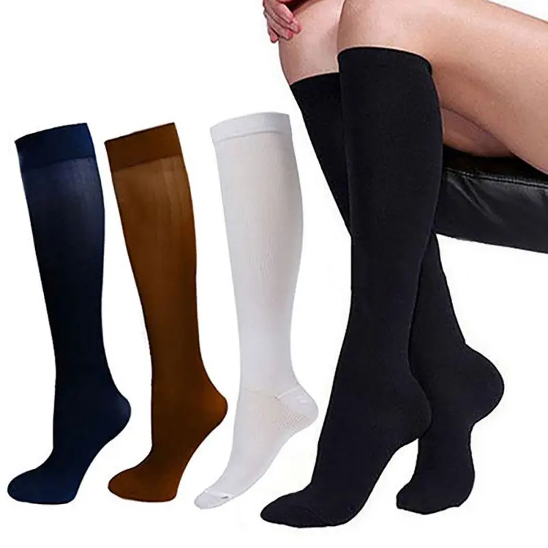 

1 Pair Women Men Running Sports Socks Varicose Vein Edema Knee High 30 MmHg Leg Support Stretch Stocking Compression Socks