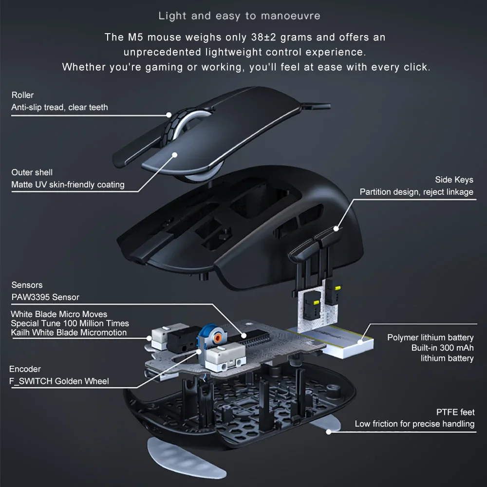 Darmoshark-M5ゲーミングマウス,4k,8k,ワイヤレス,Bluetooth