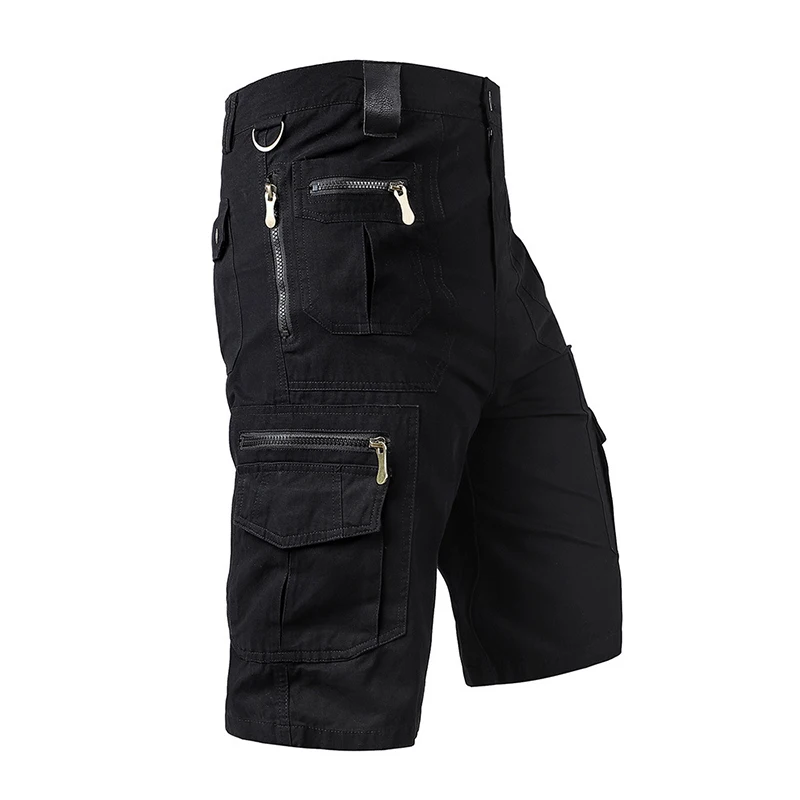Knee ength Cargo Men Summer Casual Cotton Multi Pockets Breeches Cropped Short Trousers Military Camouflage Shorts_voghion.com