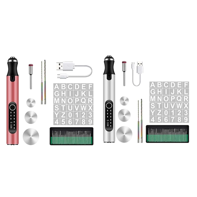 B62B-Engraving Pen Electric Engraving Tool Kit Rechargeable DIY Mini Engraver Etching Pen For Carving Glass Wood Stone