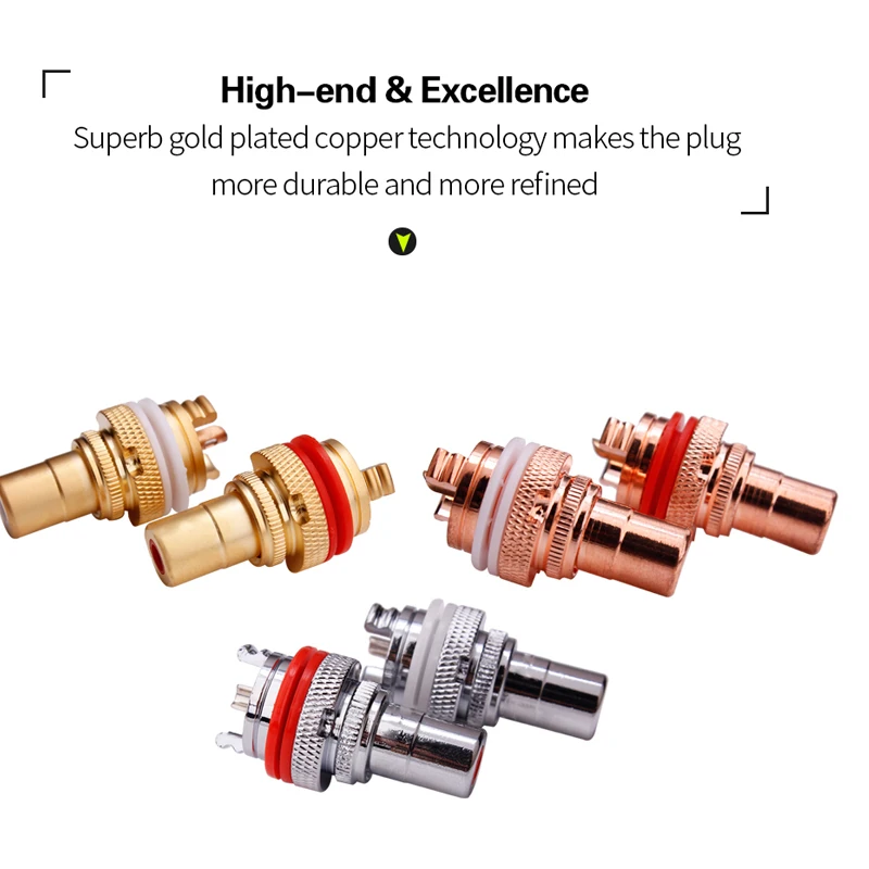 Yytcg Pcs Rca Fêmea Chassis Soquete do Conector Cmc Banhado a Ródio Jack de Cobre 32 mm Cobre Plug Amp Hifi Branco Vermelho Áudio Jacks - Image 2