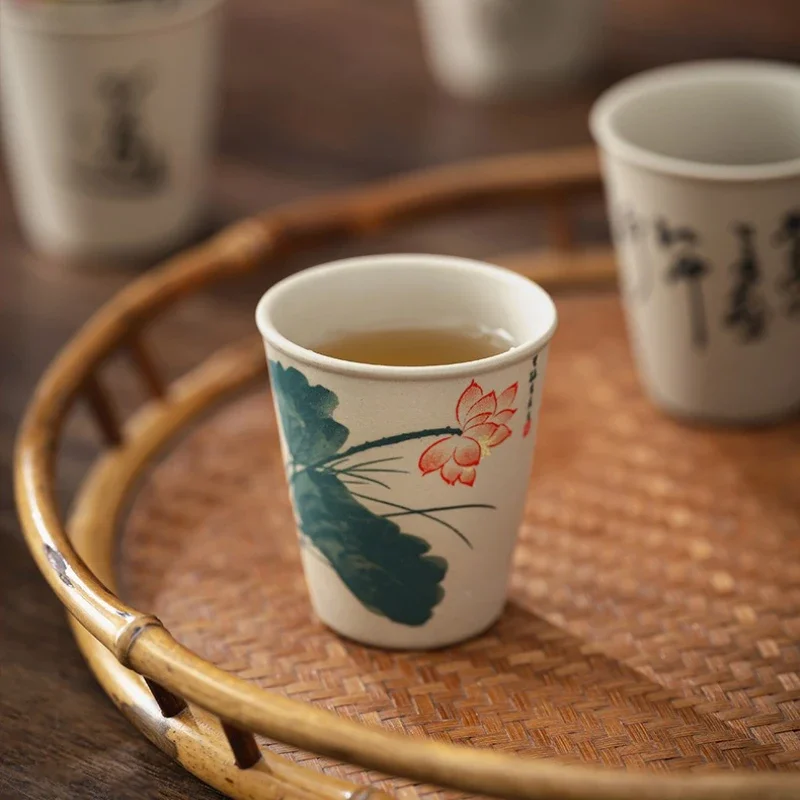 INS New Coarse Ceramic Teacup Chinese High Price Teacup Exquisite Ancient Teacup Personalized Eight Gift Box Set