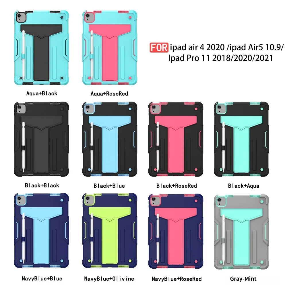 Durable Tablet Case with Built-In T-Shaped Stand and Shock Resistance