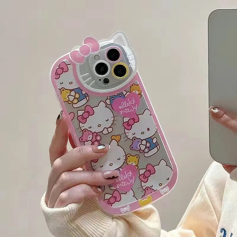 apple 13 pro max case Cute Cartoon Sanrio Hello Kitty Leather Cortex Phone Case For Iphone 11 12 13 Pro Max X Xs Xr Shockproof Cover iphone 13 pro max case leather iPhone 13 Pro Max