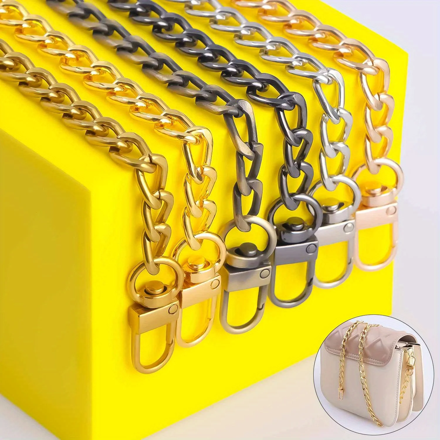 Elegant Metal Chain Strap for Handbags and Shoulder Bags - Decorative Accessory