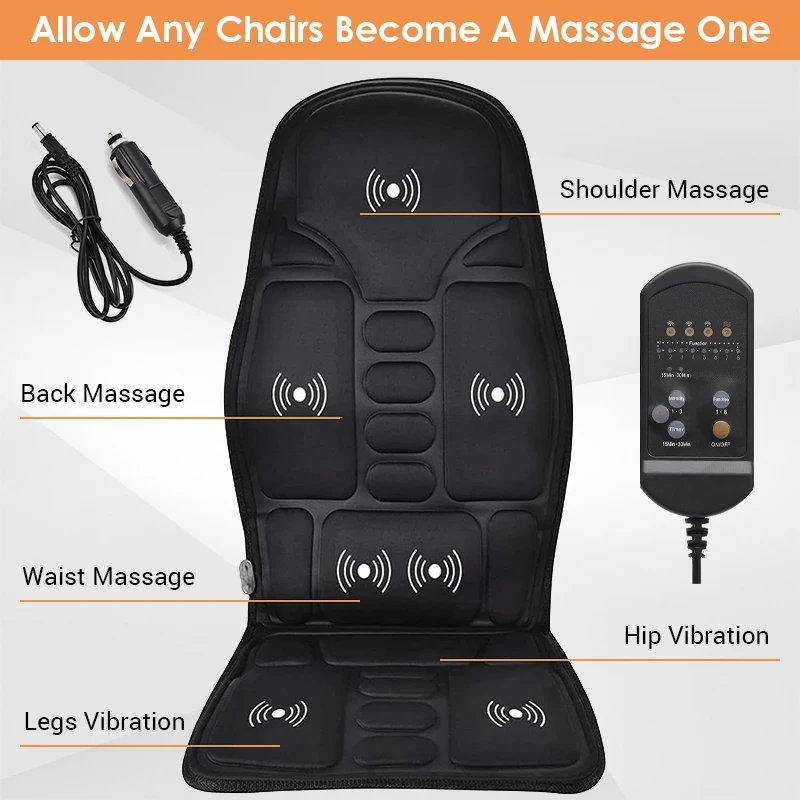 Home Office Car Full-Body Massage Cushion Heat 7 Motors Vibrate Back Neck Mat Chair Massage Relaxation Seat New Year's Present massage cushion
