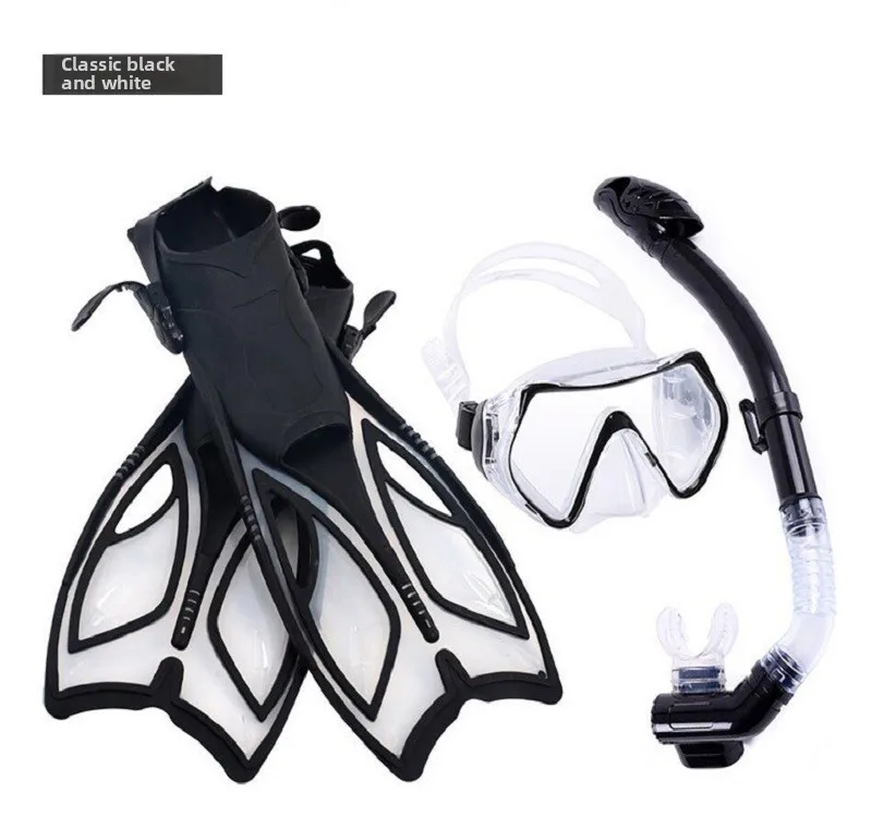 Full Dry Snorkeling Set, Anti Fog Silicone Mask, Scuba Diving Fins for Underwater Use - Image 2