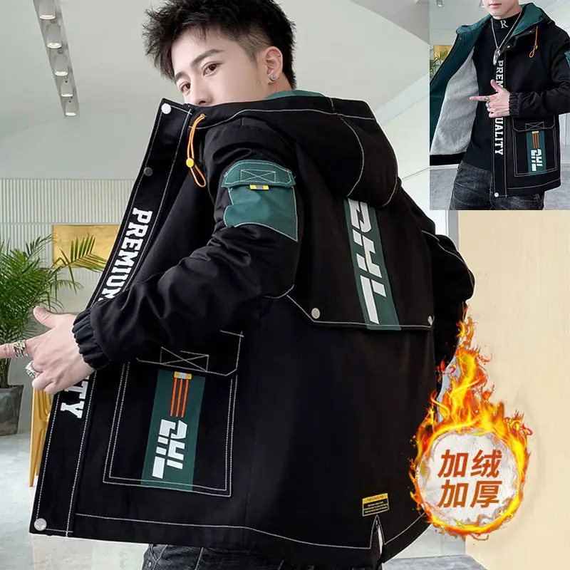Bomber Jackets Man Fashion Casual Windbreaker Fleece Coat Men Autumn Winter New Hot Outwear Slim Military Motorcycle Jacket