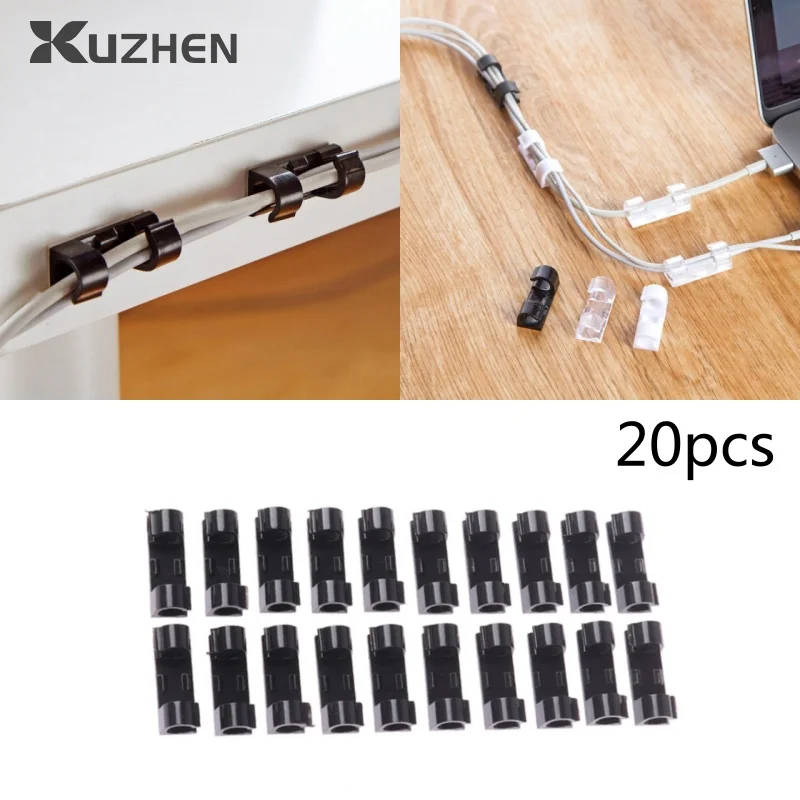 

20pcs/set Self-Adhesive Cable Clips Organizer Drop Wire Holder Cord Management Charging Lines USB Cable Wire Manager