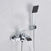 Black Bathroom Tub Faucet Single Handle Waterfall Spout Mixer Tap with Hand Shower Wall Mounted Gold Bath Faucets Bathtub Tap 4