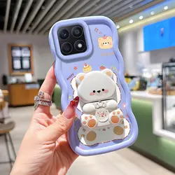 Naughty Cat Wavy Silicone Phone Case Cover - Honor X6c (PURPLE)
