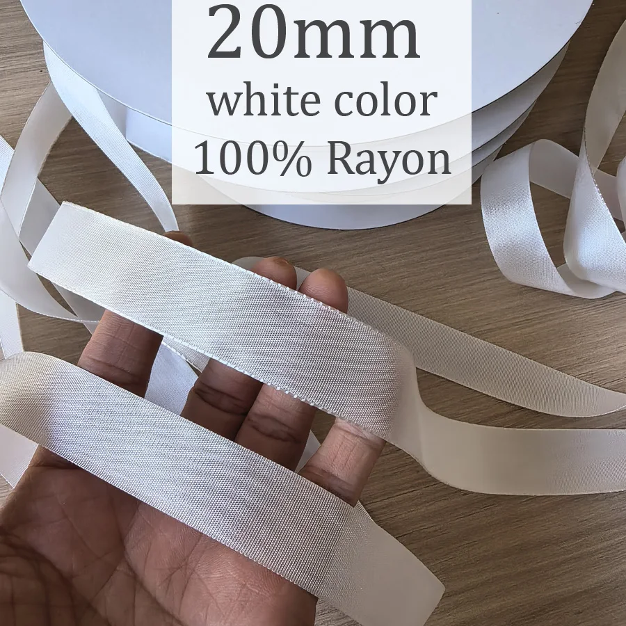 100% 레이온 리본 3.5mm 6.5mm 10mm 13mm 20mm 50mm 체조 댄스 리본 스트리머 크림, 화이트, 블랙, 그레이 색상 자수, 바느질, 인형 장식