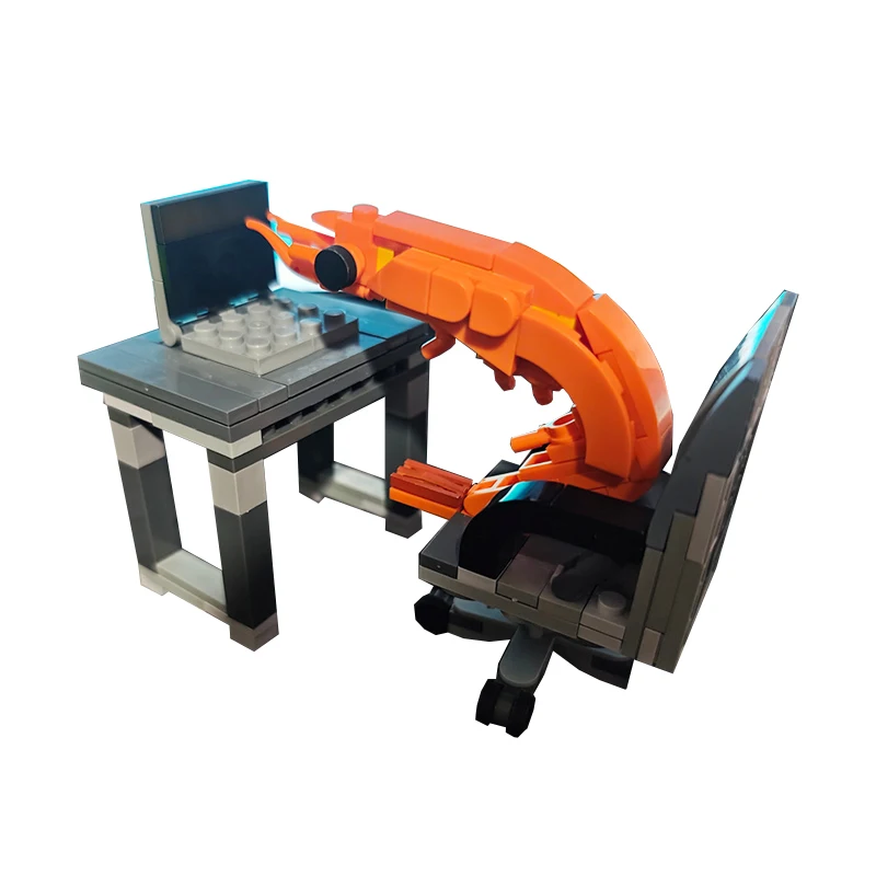 MOC Krewetki Ciężka Praca Biuro Figurki Model do Składania Klocki Konstrukcyjne Miejskie Klocki Zabawka do Psikusów Najlepsze Prezenty dla Chłopców i Dziewczynek Dzieci