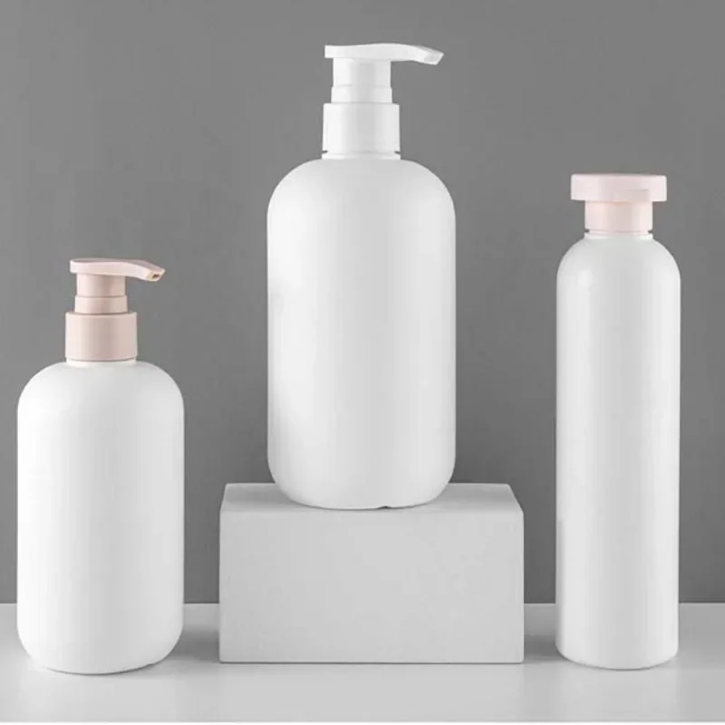 300ml/500ml White Empty Plastic Pump Lotion Shampoo Bottle High-end Cosmetics Bottles Acrylic Pump Head Refillable Garrafa
