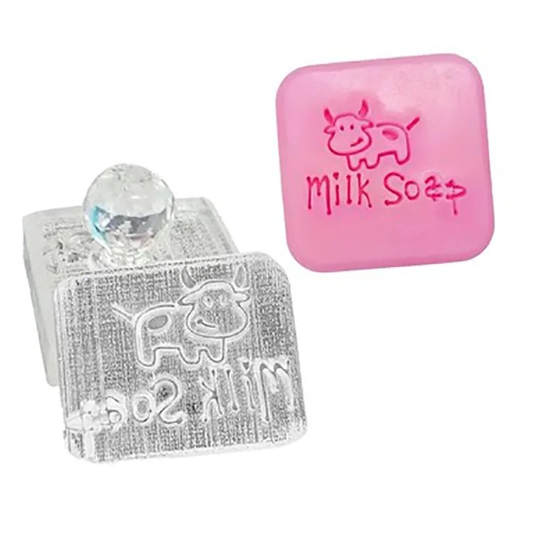 Transparent Acrylic Handmade Soap Seal, Goat Cow Milk Pattern, English Alphabet