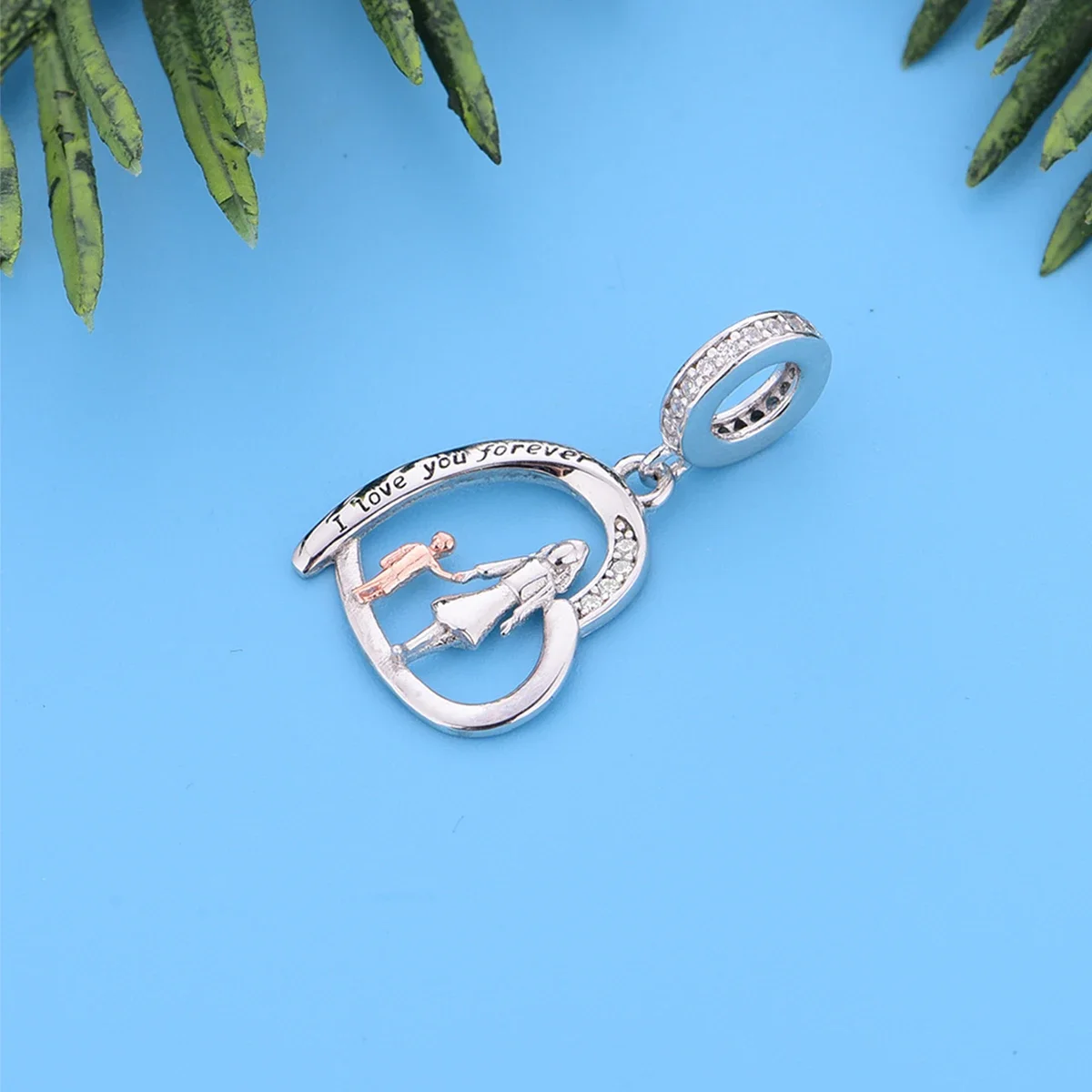Fit Original Pan Charm Bracelet 100% 925 Silver Mother Son Hold Hands Walk Together Bead For Making Mother's Day Berloque DIY 2