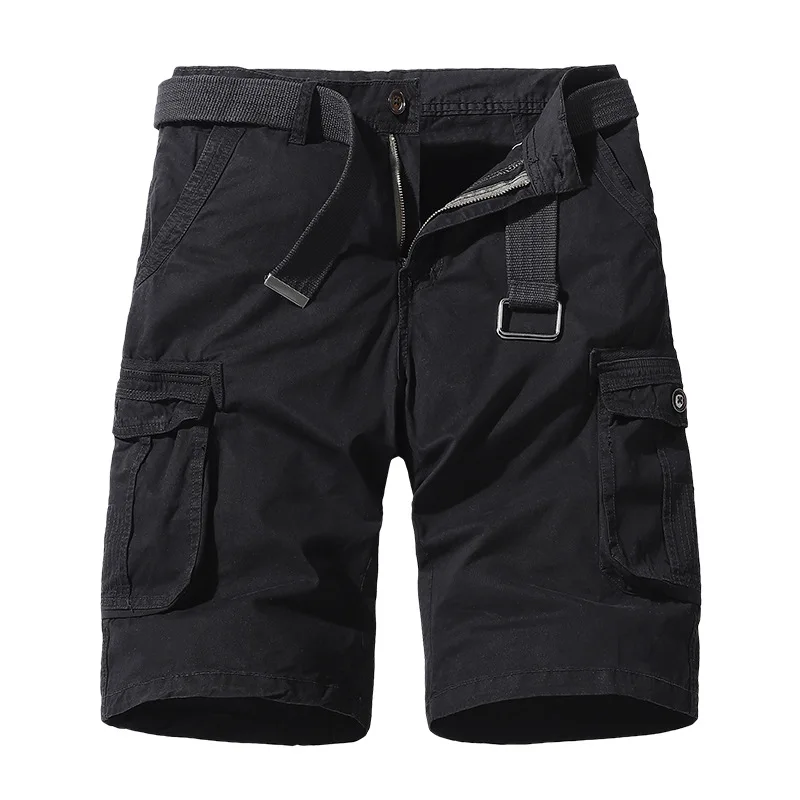 mens casual shorts Military Shorts Men Summer Knee Length Trousers Cargo Shorts Men Pure Cotton Work Wear Clothes Flat Front Short Homme 2022 smart casual shorts mens Casual Shorts