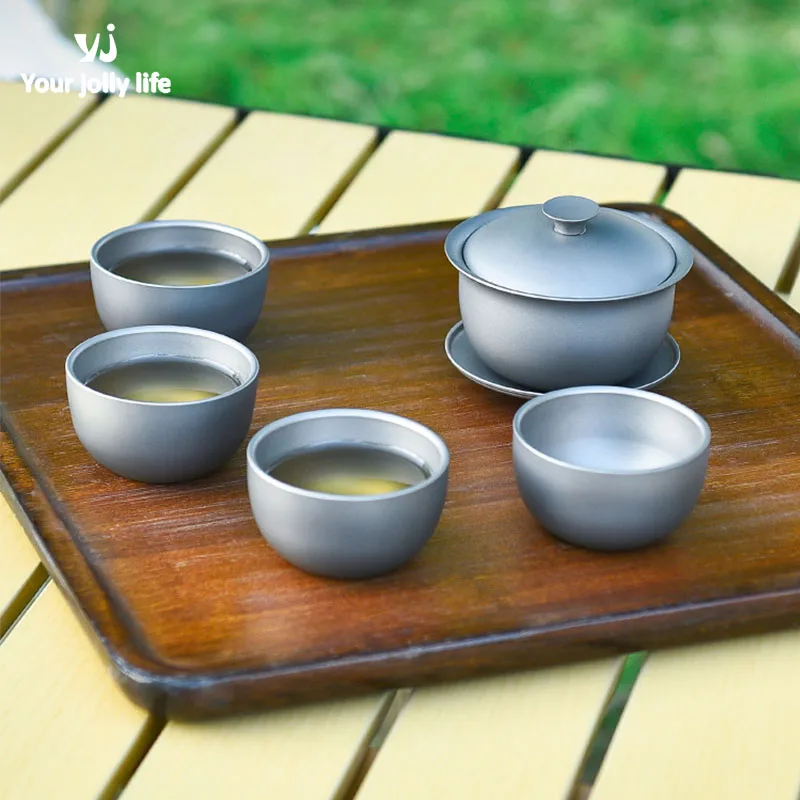 150ml Large Capacity Pure Titanium Gaiwan,Single Layer,Antibacterial Preservation,Portable Outdoor Camping Travel Tea Bowl