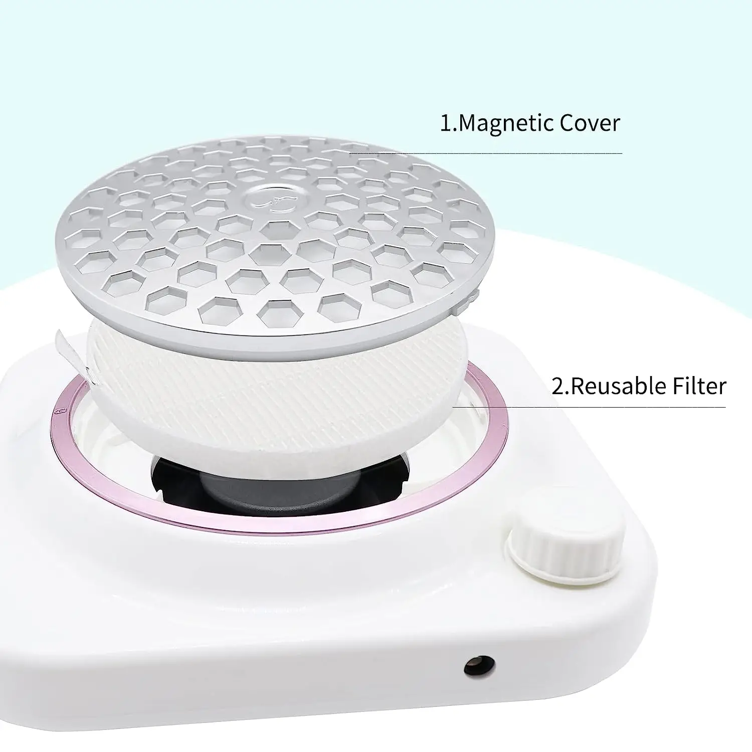 4500 U/min Nagelstaubsammler mit wiederverwendbarem Filter, leistungsstarker Vakuumventilator Acryl Nail Tech Staubsammler für Acryl-Gel-Nägel_voghion.com