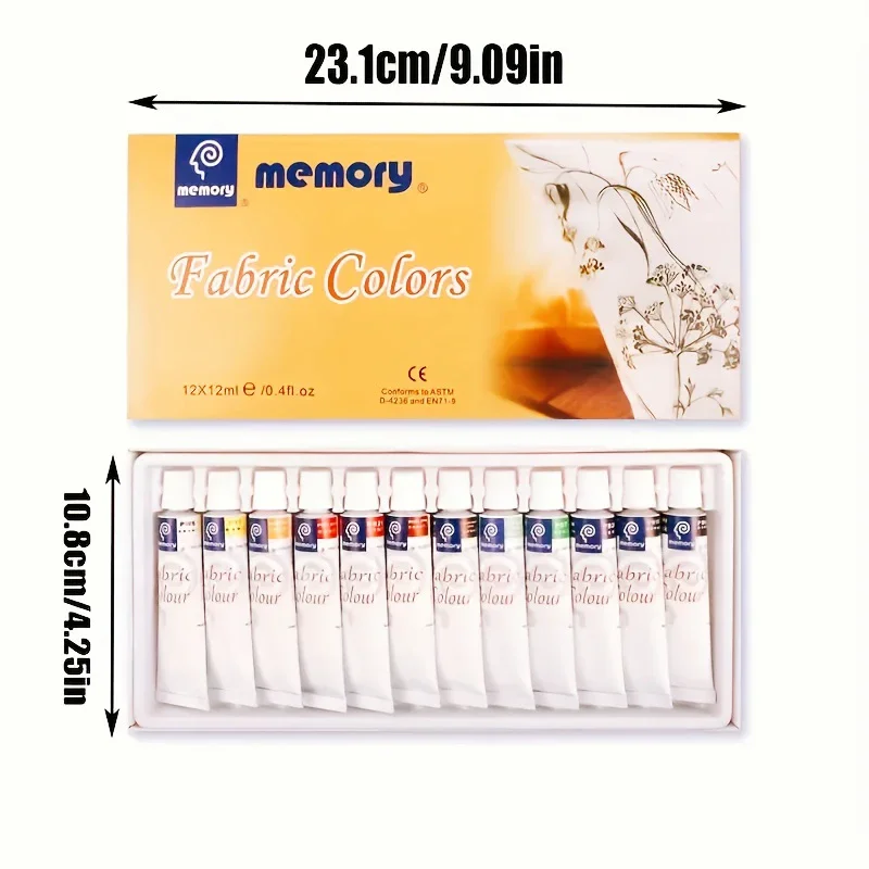 12 color Textile Coating Set-12 ml/0.4oz, Waterproof Permanent Textile Coating, suitable for use on clothes, shoes, canvas art,