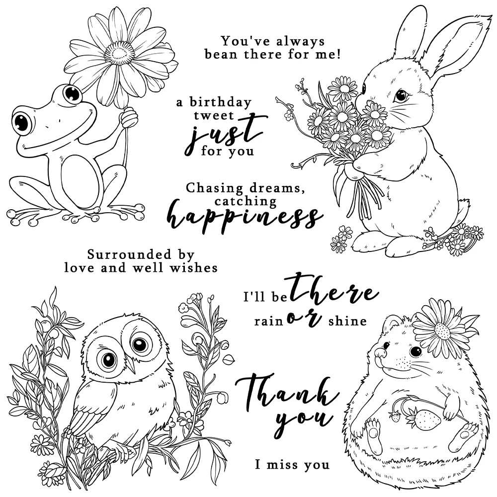 Mangocraft Spring Flowers And Animals Clear Stamp DIY Scrapbooking Supplies Silicone Stamp for Card Making Albums Crafts Decor clear stamps clear rubber stamps